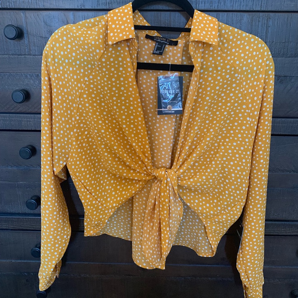 NWT Forever 21 Woven Top with Tie Front